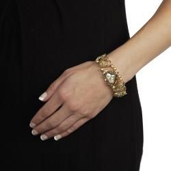 Geneva Womens Platinum Beaded Heart Stretch Watch