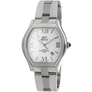 Gino Franco Mens Stainless Steel Cushion Case Watch