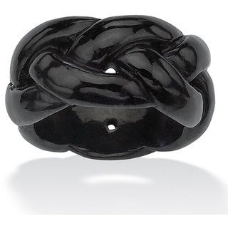 Angelina D Andrea Solid Black Jade Braided Eternity Band