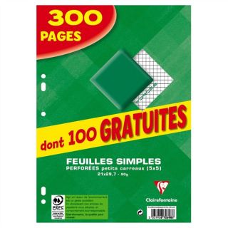 FEUILLE   COPIE DOUBLE Feuilles simples blanches perforees 210X297