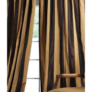 Gold/ Coffee Faux Silk Taffeta 96 inch Curtain Panel