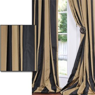 / Gold Stripe Faux Silk Taffeta 84 inch Curtain Panel
