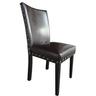 Classic Brown Nail Head Trim Dining Chairs (Set of 2)