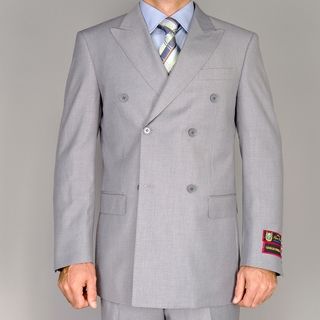 Giorgio Fiorelli Mens Solid Grey Double Breasted Suit