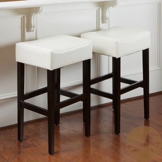 Christopher Knight Home Cream Leather Backless Bar Stools (Set of 2