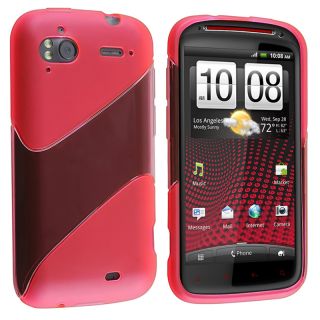 Frost Hot Pink Twill Shape TPU Rubber Skin Case for HTC Sensation XE