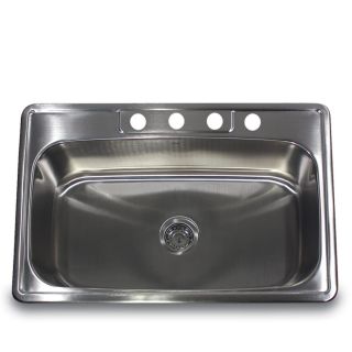 Stainless Steel 33 inch Self Rimming Single Bowl Kitchen Sink