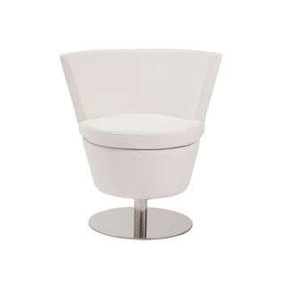 Euro Style Squire White Leatherette Swivel Chair