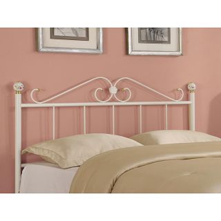 White Queen/Full Size Gold Accented Metal Headboard
