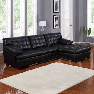 Lucian Black Leather Sectional