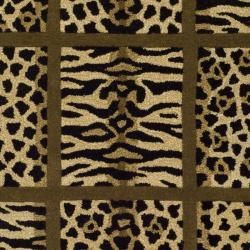 Handmade Soho Jungle Print Beige New Zealand Wool Rug (83 x 11