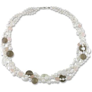 Miadora Quartz, Agate and Freshwater Pearl Multi strand Necklace (4 8