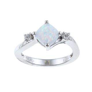 Gems For You Sterling Silver Opal and White Topaz Ring (Size 7) Today