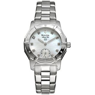 Bulova Womens Marine Star Stainless Steel Diamond accented Watch