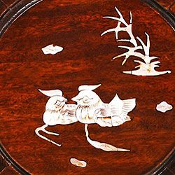 Mother of Pearl Inlay Drum shaped End Table