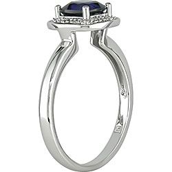 Miadora 10k Gold Created Sapphire and Diamond Accent Ring