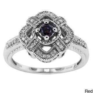 Silver 1/4ct TDW Diamond Vintage Cocktail Ring with Gift Box