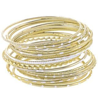 Set of 17 Aluminum Summer Skies Goldtone Bangle Bracelets (India
