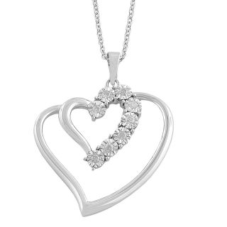 Fremada Rhodium plated Silver 1/10ct TDW Open Hearts Necklace (H?I, I1