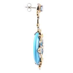 Michael Valitutti Two tone Turquoise and London Blue Topaz Earrings