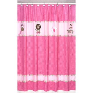 Pink and Green Jungle Friends Kids Shower Curtain