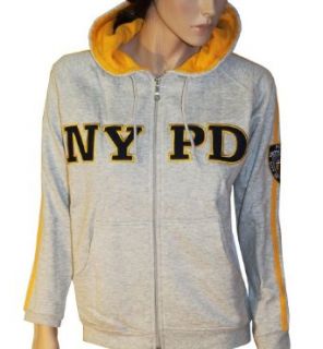 NYPD Embroidered Logo Womens Hoodie Sweatshirt Gray Medium