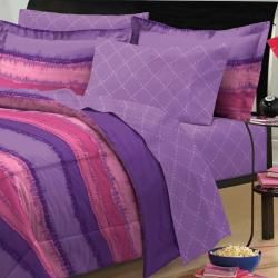 Tie Dye Purple/Pink 7 piece Bed in a Bag with Sheet Set