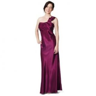 Plum Purple One Shoulder Gown Ruched Detail Clothing