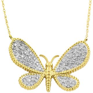 14k Gold 1/4ct TDW Diamond Butterfly Necklace (I J, I2 I3)