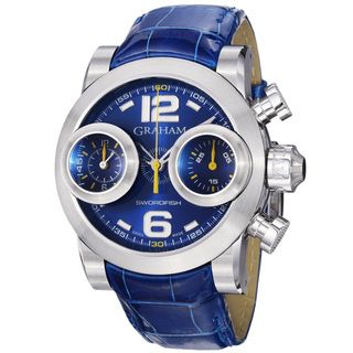 Graham Mens Swordfish Blue Dial Blue Leather Strap Automatic Watch