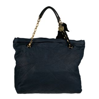 Lanvin Navy Amalia Quilted Leather Tote Bag