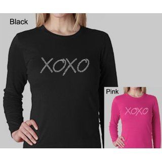 LONG SLEEVE Womens Black XOXO Shirt XL   Created using the words Hugs