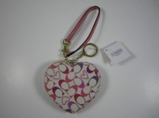 Coach Signature Heritage Heart Coin Wallet Case Bag 61488