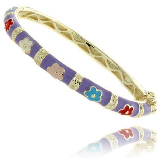 Molly and Emma 14k Gold Overlay Childrens Multi colored Enamel Flower