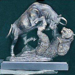 Stock Market Bull and Bear Fight Sculpture: Home & Kitchen