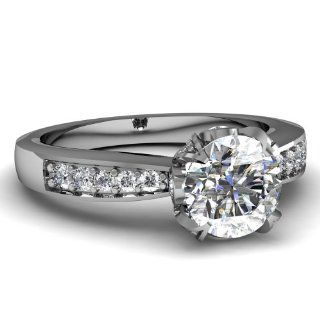 1.25 Ct Round Diamond Tapered Cathedral Engagement Ring In