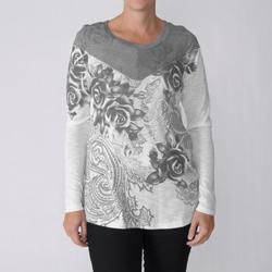 California Bloom Womens Pinstripe and Floral Graphic Top Today: $27
