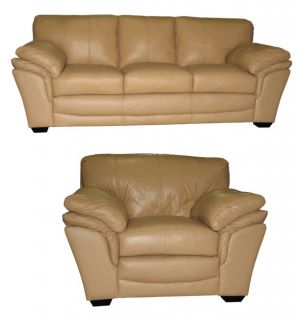 Camel Leather Sofa and Chair Set