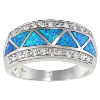 La Preciosa Sterling Silver Created Blue Opal Squares Ring MSRP $56