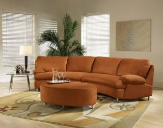 Spice Microsuede Fabric Sectional Sofa and Ottoman