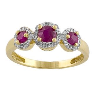 14k Gold Ruby and 1/10ct TDW Diamond Ring
