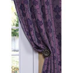 Flocked Fiori Dahlia Faux Silk 120 inch Curtain Panel