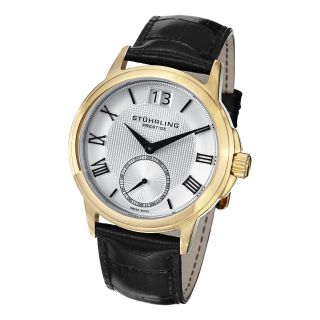 Stuhrling Prestige Mens Noble Swiss Quartz Leather Strap Watch Was $