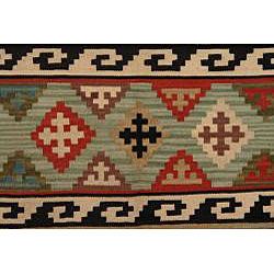Hand woven Kilim Beige Wool Rug (5 x 8)