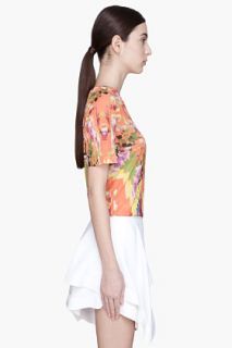 Matthew Williamson Peach Multicolor Floral Facet T shirt for women