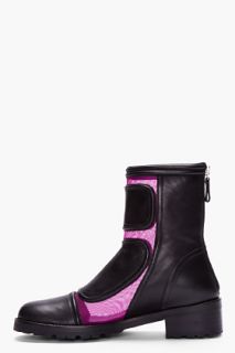 Versus Purple Combo Leather Network Boots for women