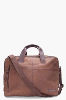 Diesel Brown Leather Result Laptop Bag for men