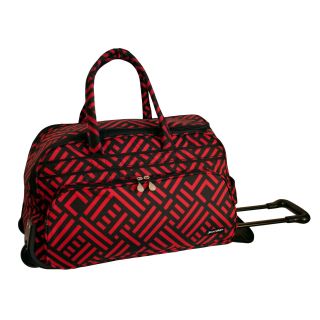 Jenni Chan Red/Black 20 inch Carry On Rolling Upright Soft Duffel Bag