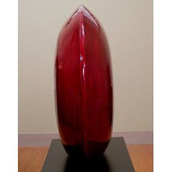 Red Bamboo Circular Vase with Dried Florals (Stand Not Included
