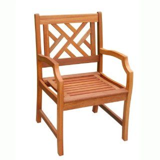 VIFAH V187 Outdoor Wood Arm Chair, Natural Wood Finish, 23